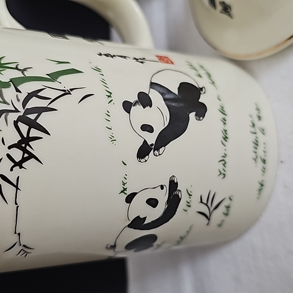 World Market Tea Mug 3 Piece Panda Bear Infuser Lidded Cup - Picture 4 of 4